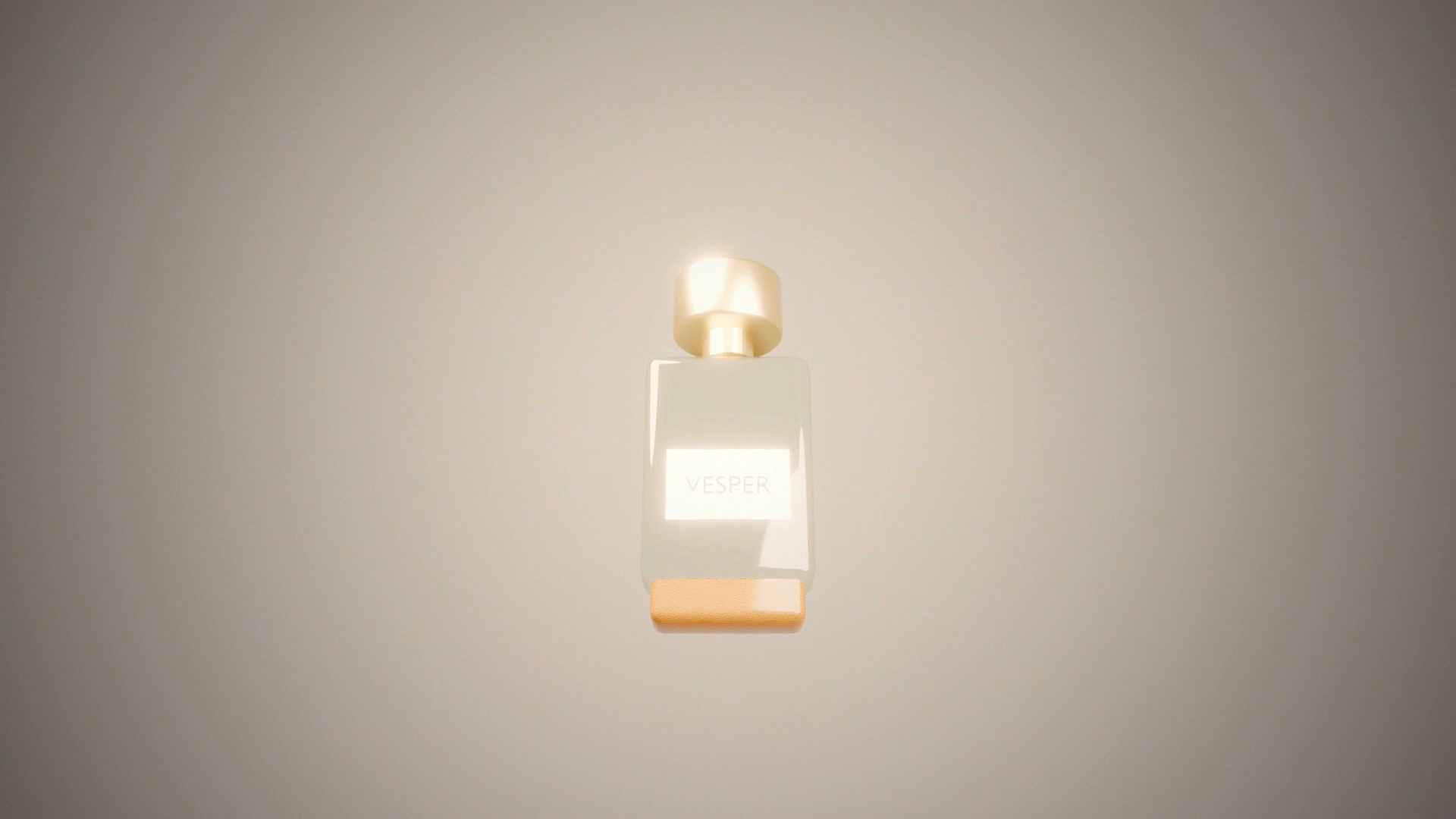 VESPER bottle floating in a white void